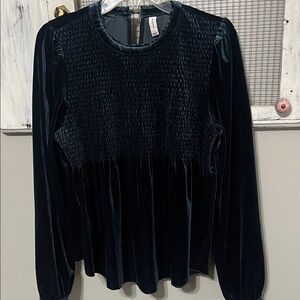 Gentle Fawn Teal Blue Velvet Blouse